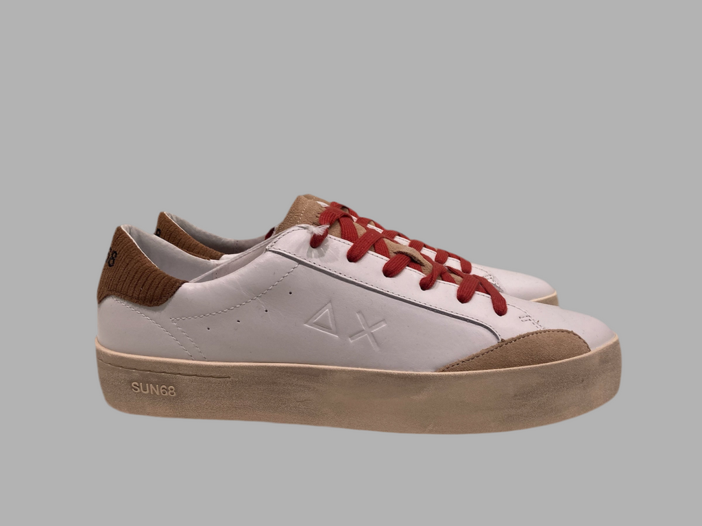 Sun 68 sneakers Z35138 in pelle bianca/volpe