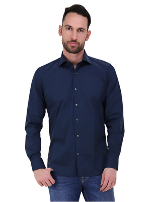 camicia himons blu in cotone elasticizzato