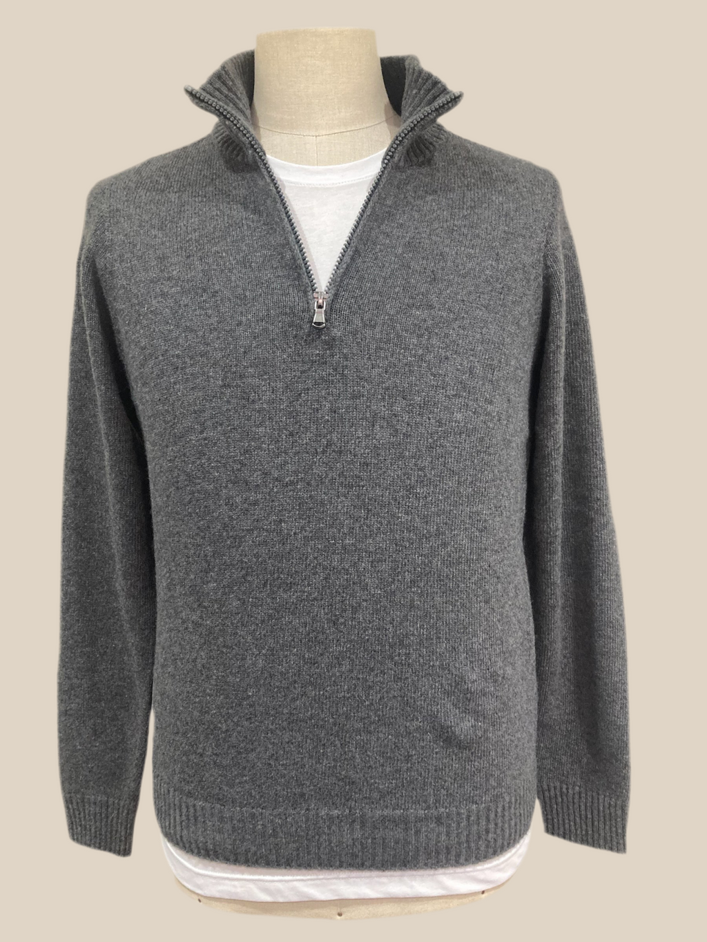 arsenal maglia collo alto grigia rasato con zip grigia