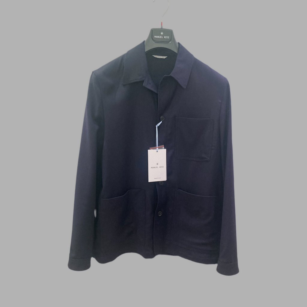 Manuel ritz overshirt blu in lana merinos
