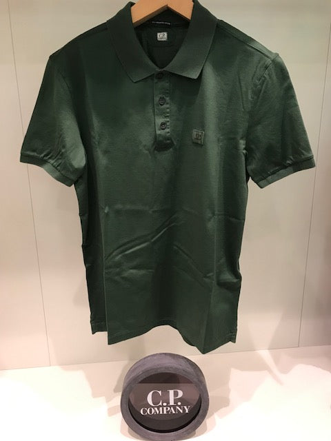 cp company polo short sleeve mercerized light jersey green