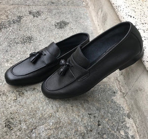 mocassino nero fondo cuoio ss23