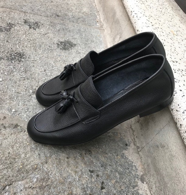 mocassino nero fondo cuoio ss23